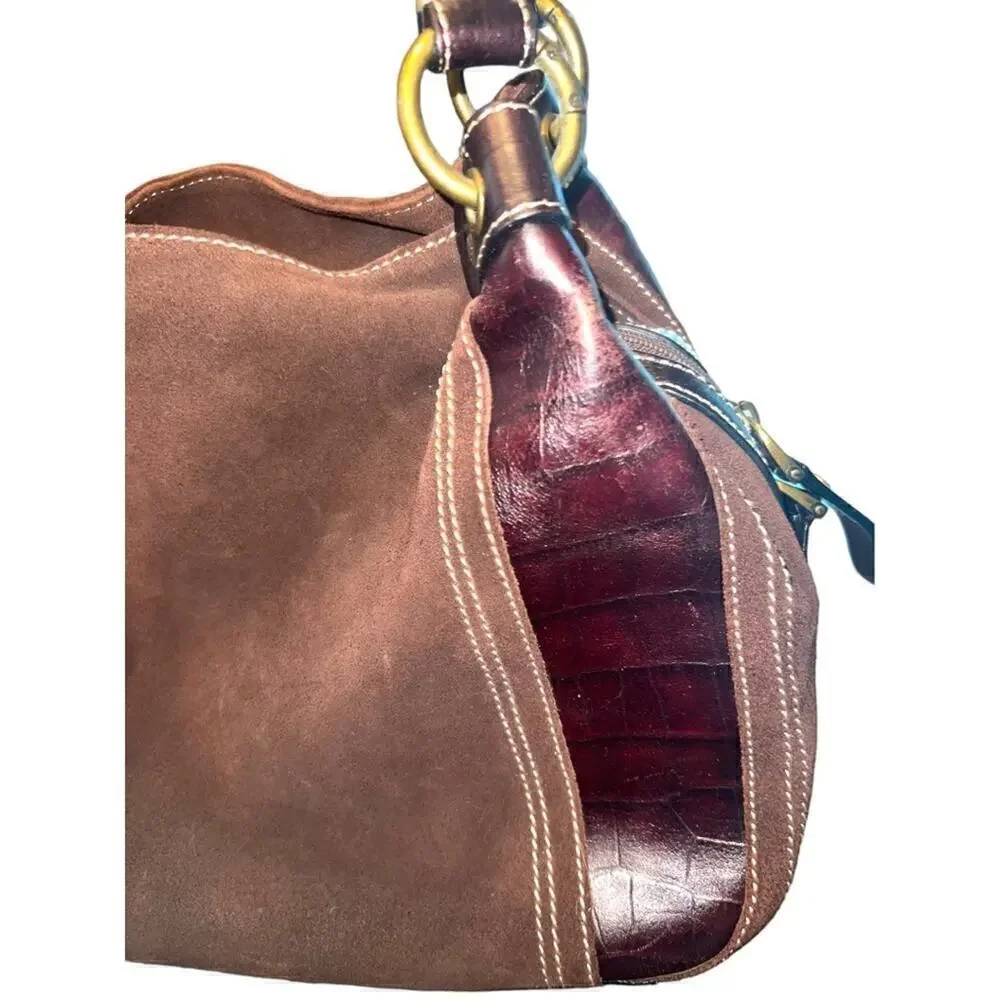 ▶️ Fossil ◀️ Brown Leather Croc Embossed, Suede